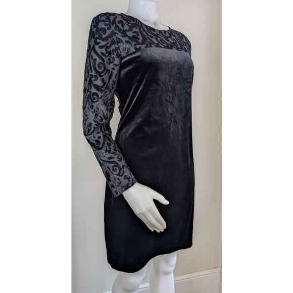 VTG Diane Von Furstenberg Sheath Minidress Medium Black Velvet Burnout Cocktail - Picture 4 of 9